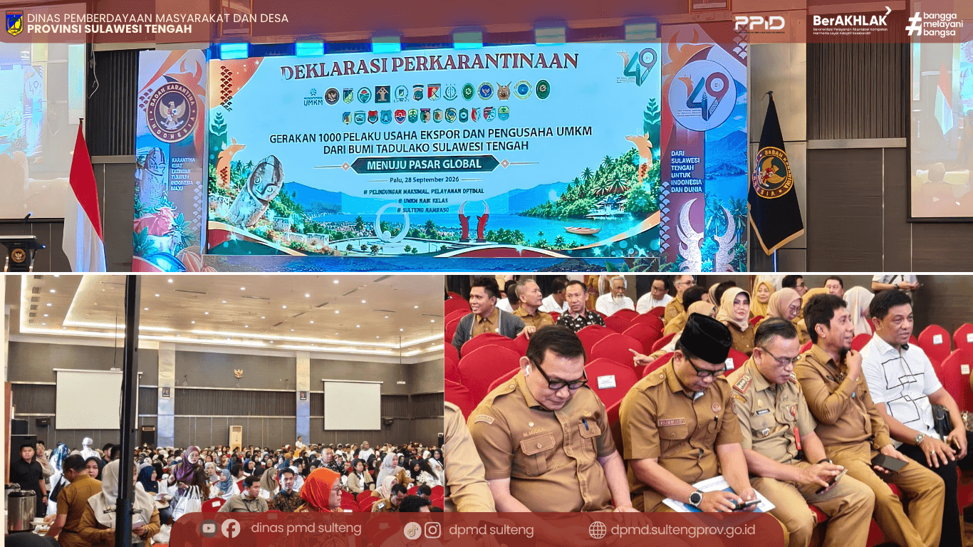 DPMD Prov Sulteng Hadiri Deklarasi Perkarantinaan dan Gerakan 1.000 Pelaku Usaha Ekspor Menuju Pasar Global