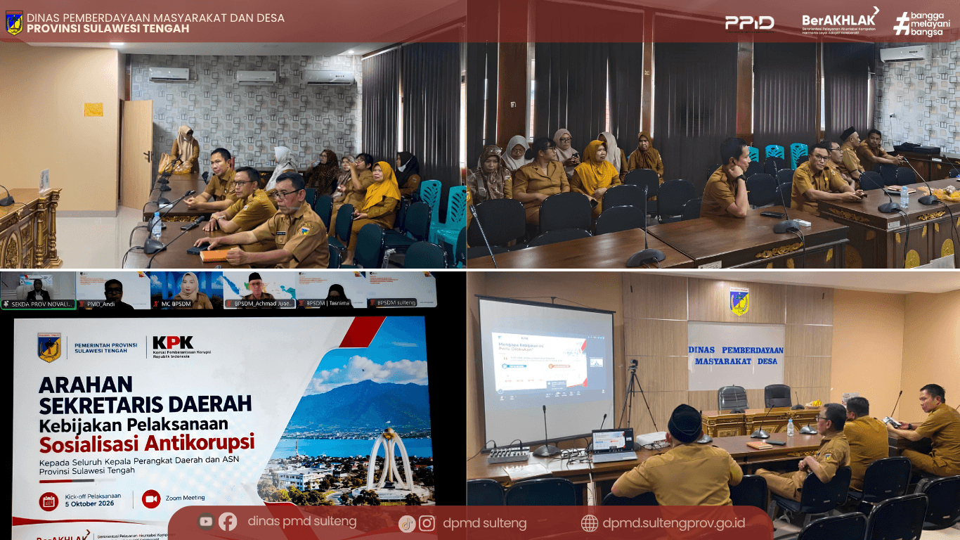 Perkuat Integritas Aparatur, Dinas PMD Sulteng Ikuti Sosialisasi Antikorupsi Pemprov Sulteng